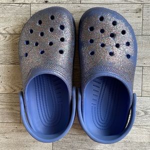 CROCS Little Girls Classic Purple Glitter Clogs Size J 2